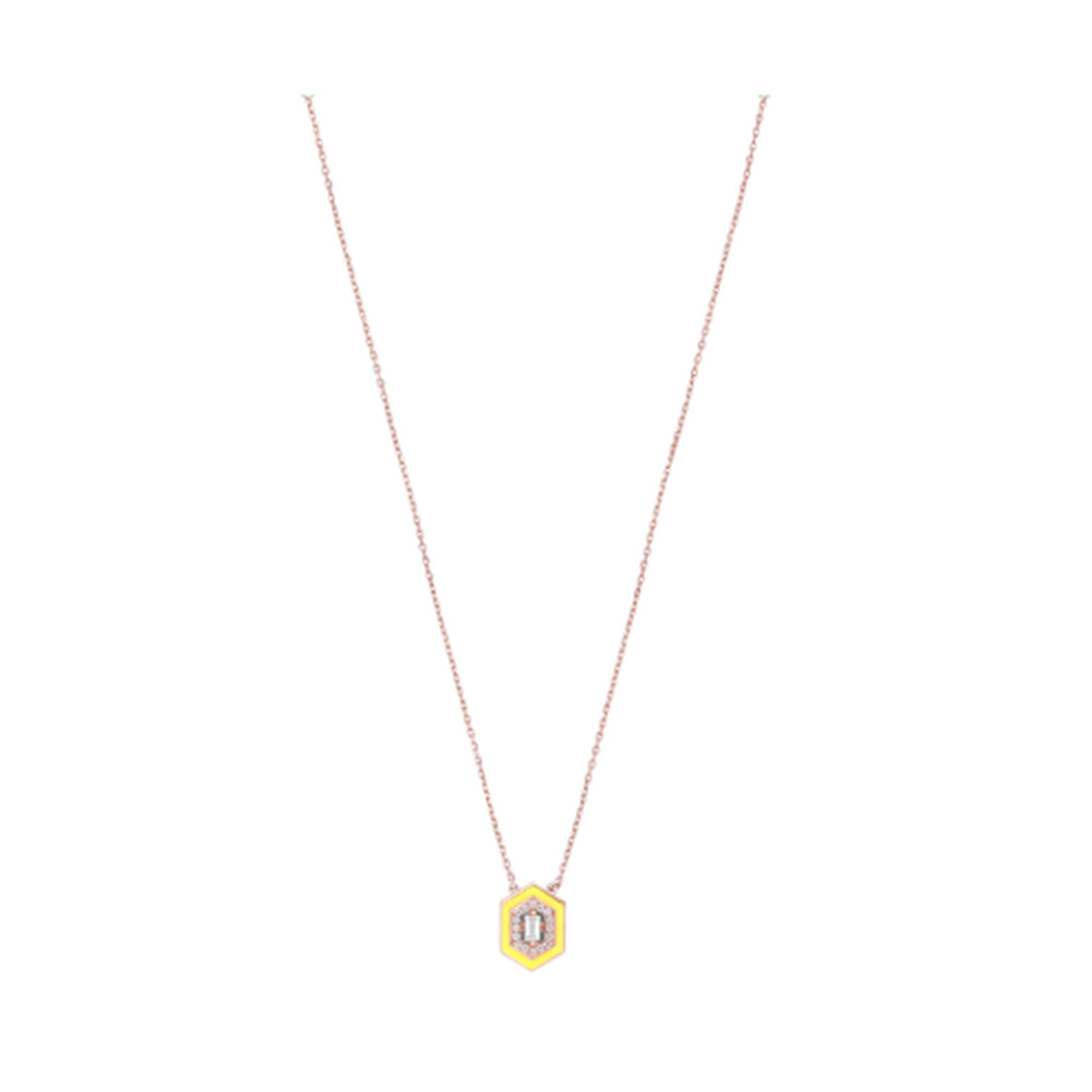 Jaune Fluo / Collier Art Déco Square en Or rose 14K serti de diamants - Jaune Fluo