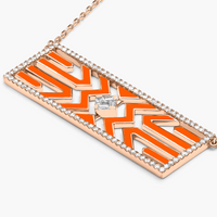Plaque necklace in 18K pink gold set with diamonds - Pink