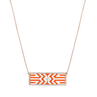 Plaque necklace in 18K pink gold set with diamonds - Pink