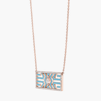 Bleu Turquoise / Collier Art Deco en Or rose 14K serti de diamants - Bleu Turquoise