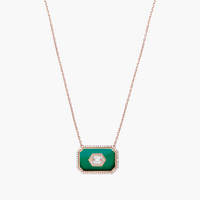 Vert / Collier Art Déco Marbella en Or rose 14K serti de diamants - Vert