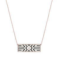 Noir / Collier Art Deco en Or rose 14K serti de diamants - Noir