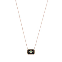 Noir Emeraude / Collier Square en Or rose 14K serti de diamants - Noir Emeraude