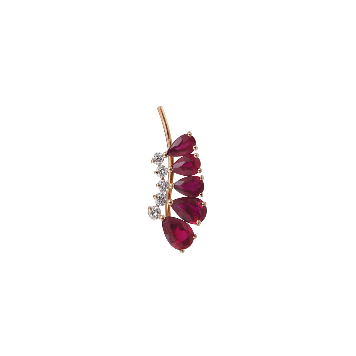 MONO BOUCLE D OREILLE RUBIS OR ROSE