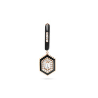 Noir / Mono boucle Créole Hexagone Marbella en Or rose 14K sertie de diamants - Noir