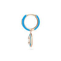 Bleu / Mono boucle Créole Hexagone Marbella en Or rose 18K sertie de diamants - Bleu