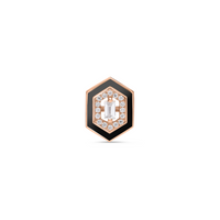 Noir / Mono boucle Hexagone Art Deco en Or rose 18K sertie de diamants - Noir