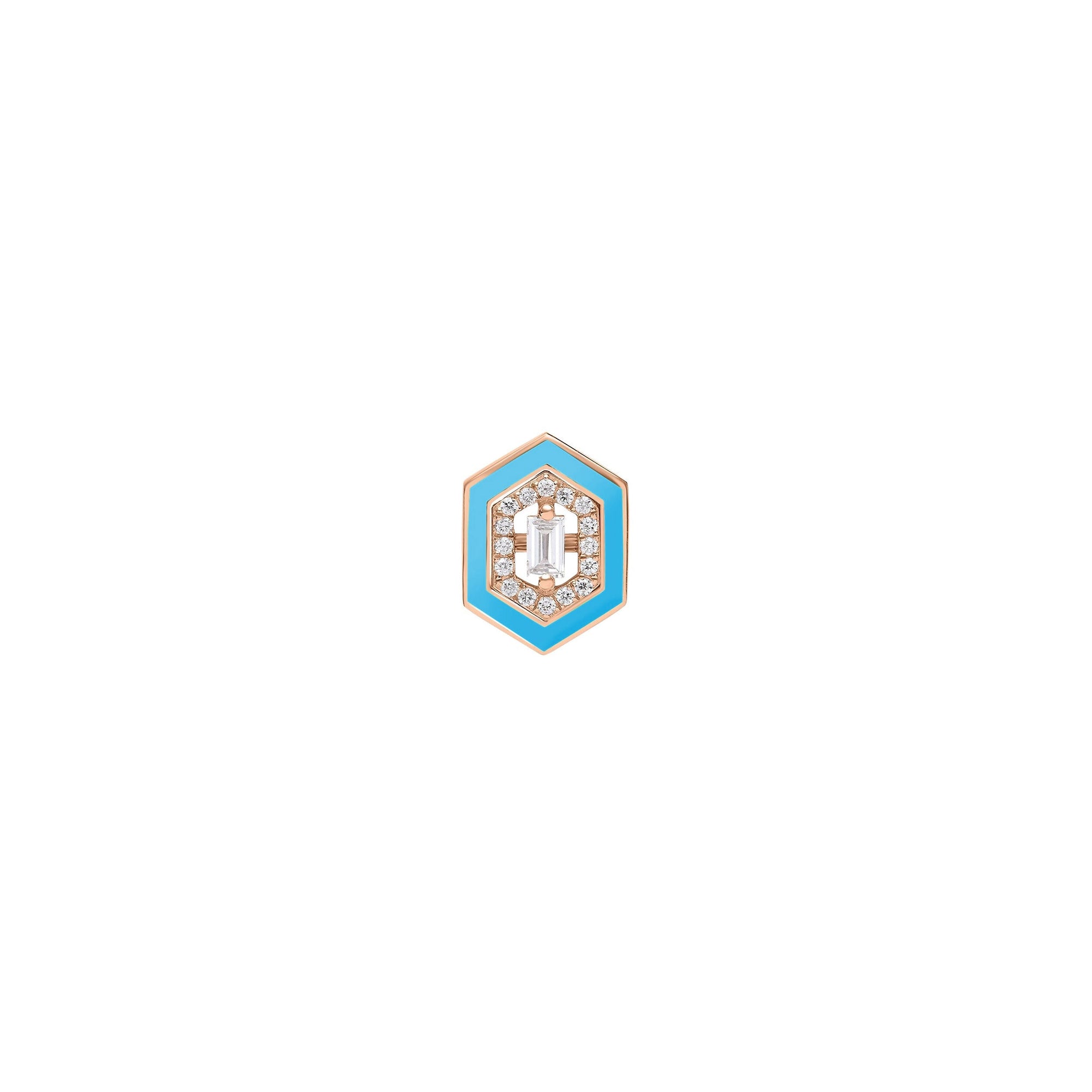 Bleu / Bijou d'Oreille Hexagone Marbella en Or rose 14K serti de diamants - Bleu
