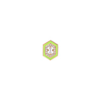 Mono boucle Héxagone en Or rose 14K sertie de diamants - Jaune Fluo