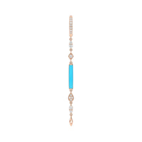 Mono buckle in 14K pink gold set with diamonds - Blue