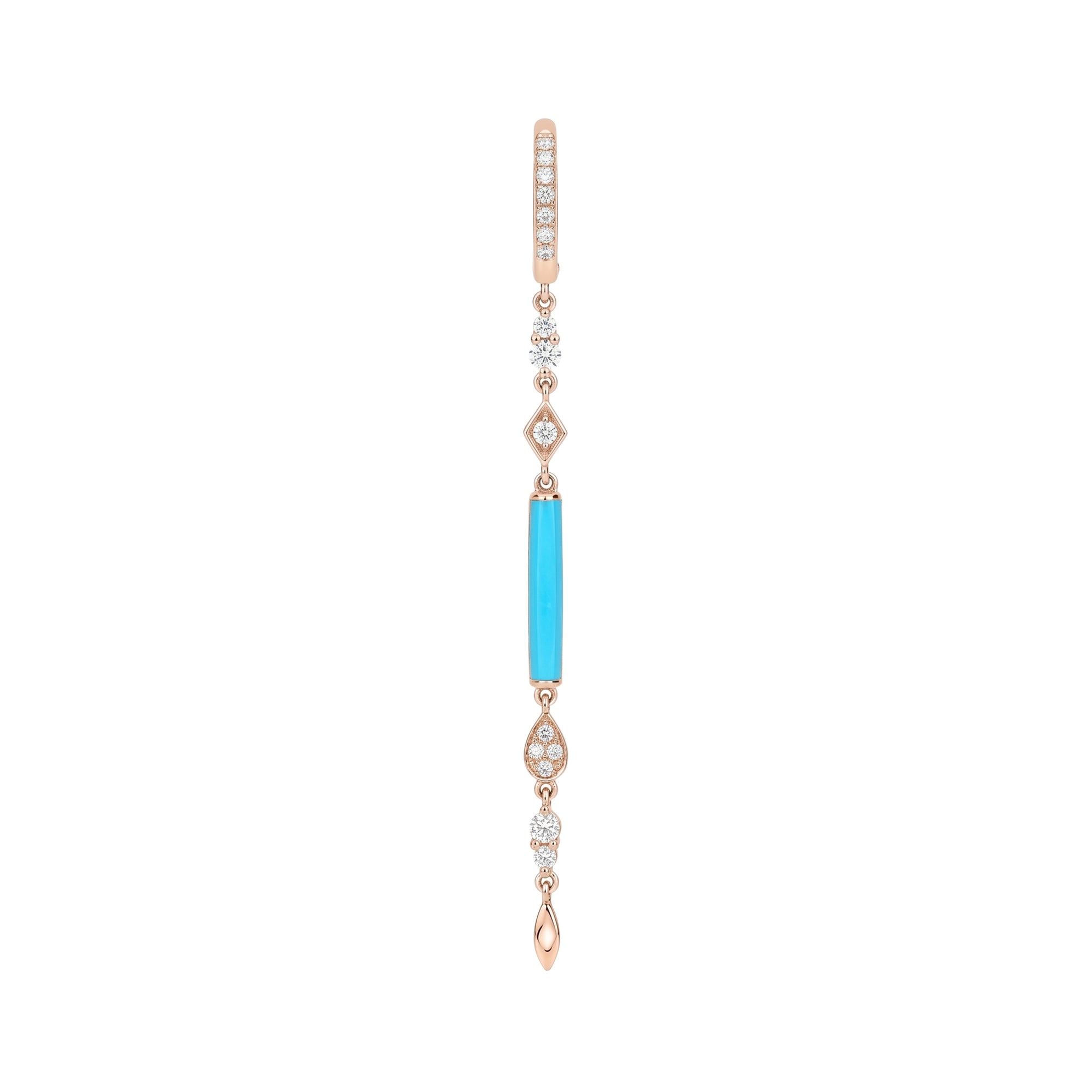Mono buckle in 14K pink gold set with diamonds - Blue