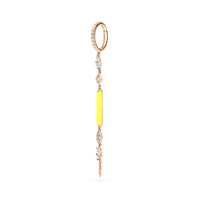 Jaune Fluo / Mono boucle longue Art Deco en Or rose 14K sertie de diamants - Jaune Fluo