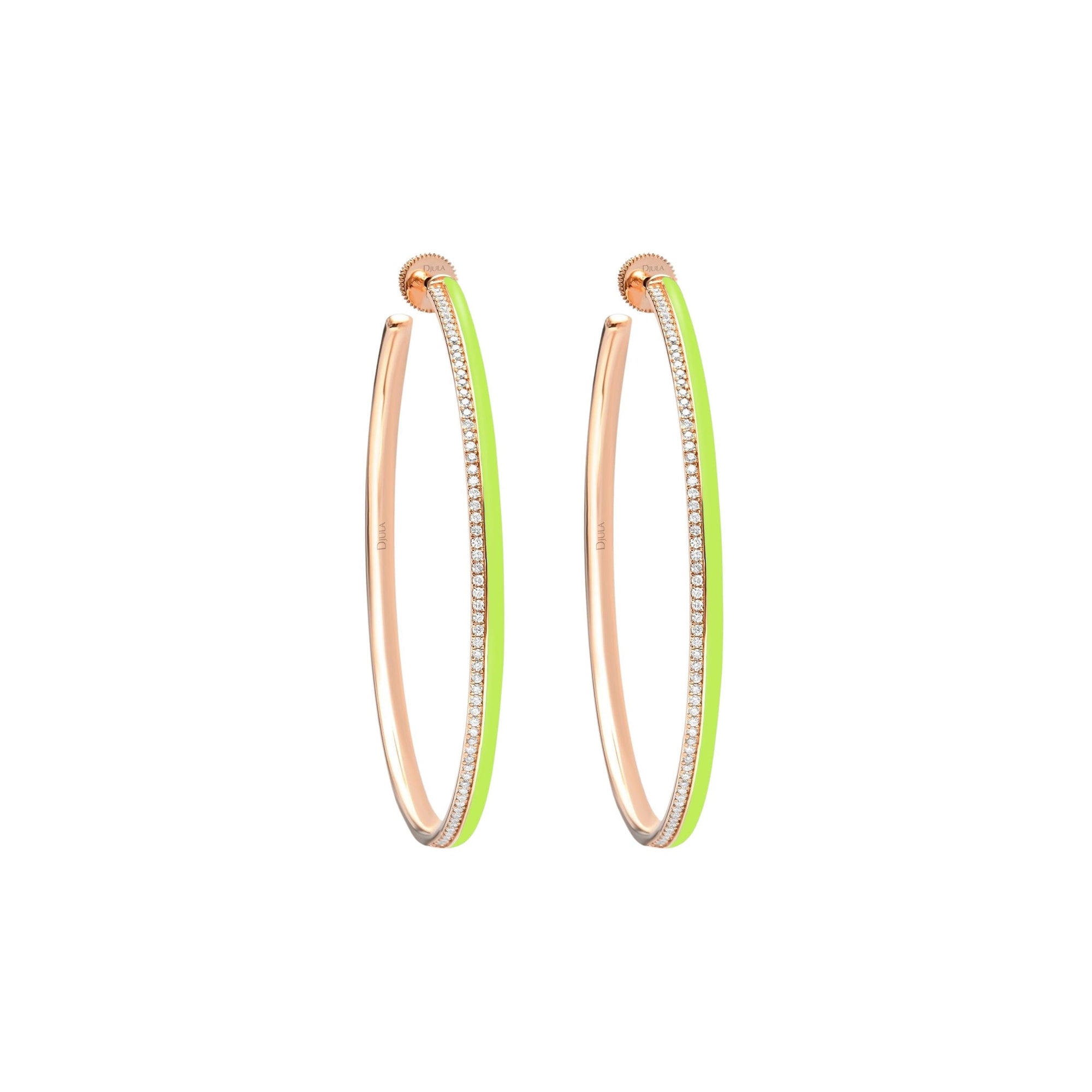 Jaune Fluo / Créoles Double C Art Deco en Or rose 14K serties de diamants - Jaune Fluo