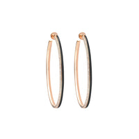 Noir / Créoles Art Deco en Or rose 14K serties de diamants - Noir