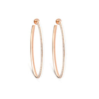 Blanc / Créoles Double C Art Deco en Or rose 14K serties de diamants - Blanc