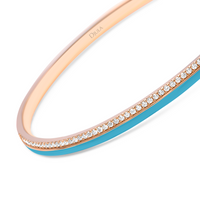 Bleu Turquoise / Créoles Double C Art Deco en Or rose 18K serties de diamants - Bleu Turquoise