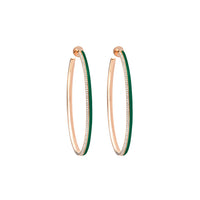 Créoles Double C en Or rose 14K serties de diamants - Vert Emeraude