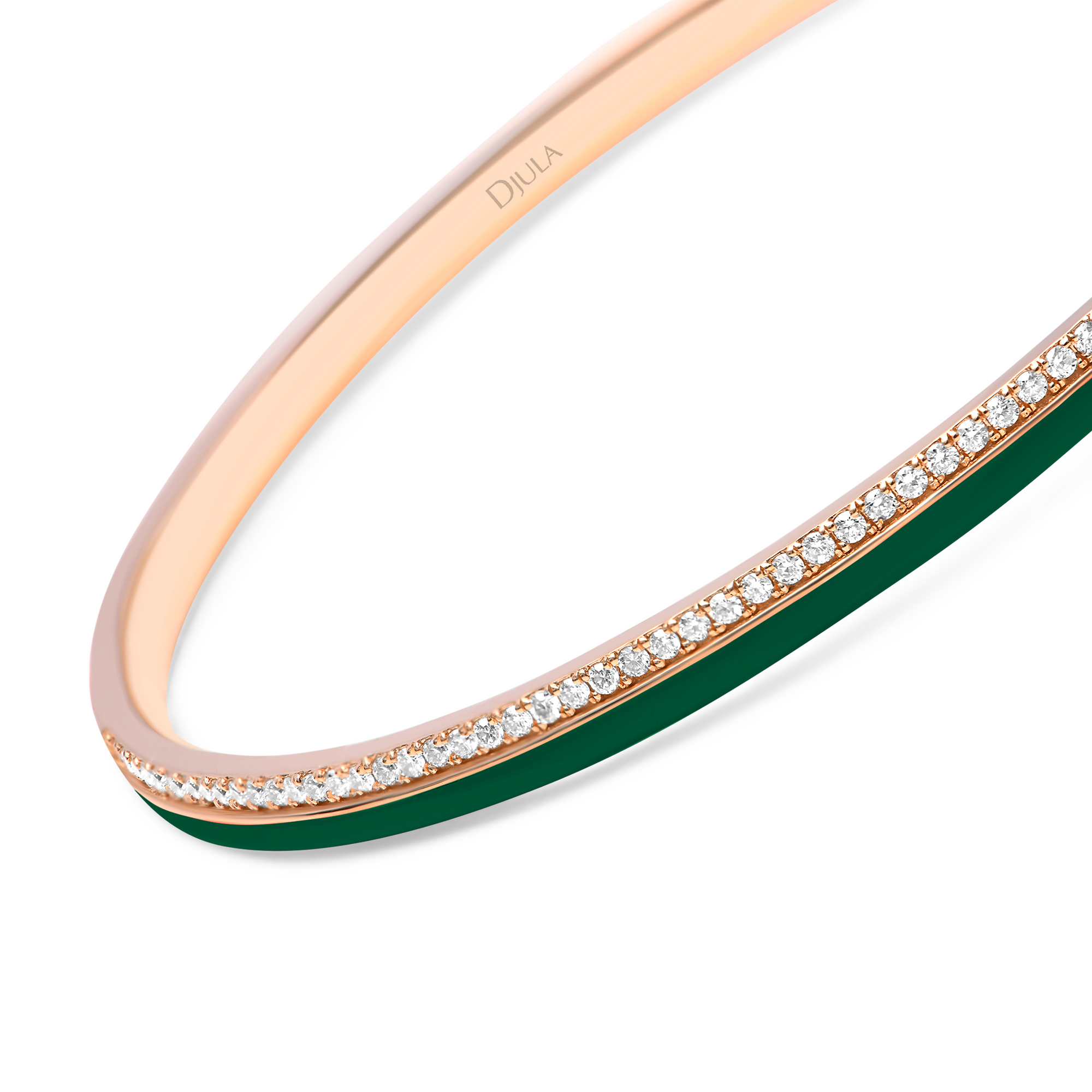 Vert Emeraude / Créoles Double C Art Deco en Or rose 14K serties de diamants - Vert Emeraude