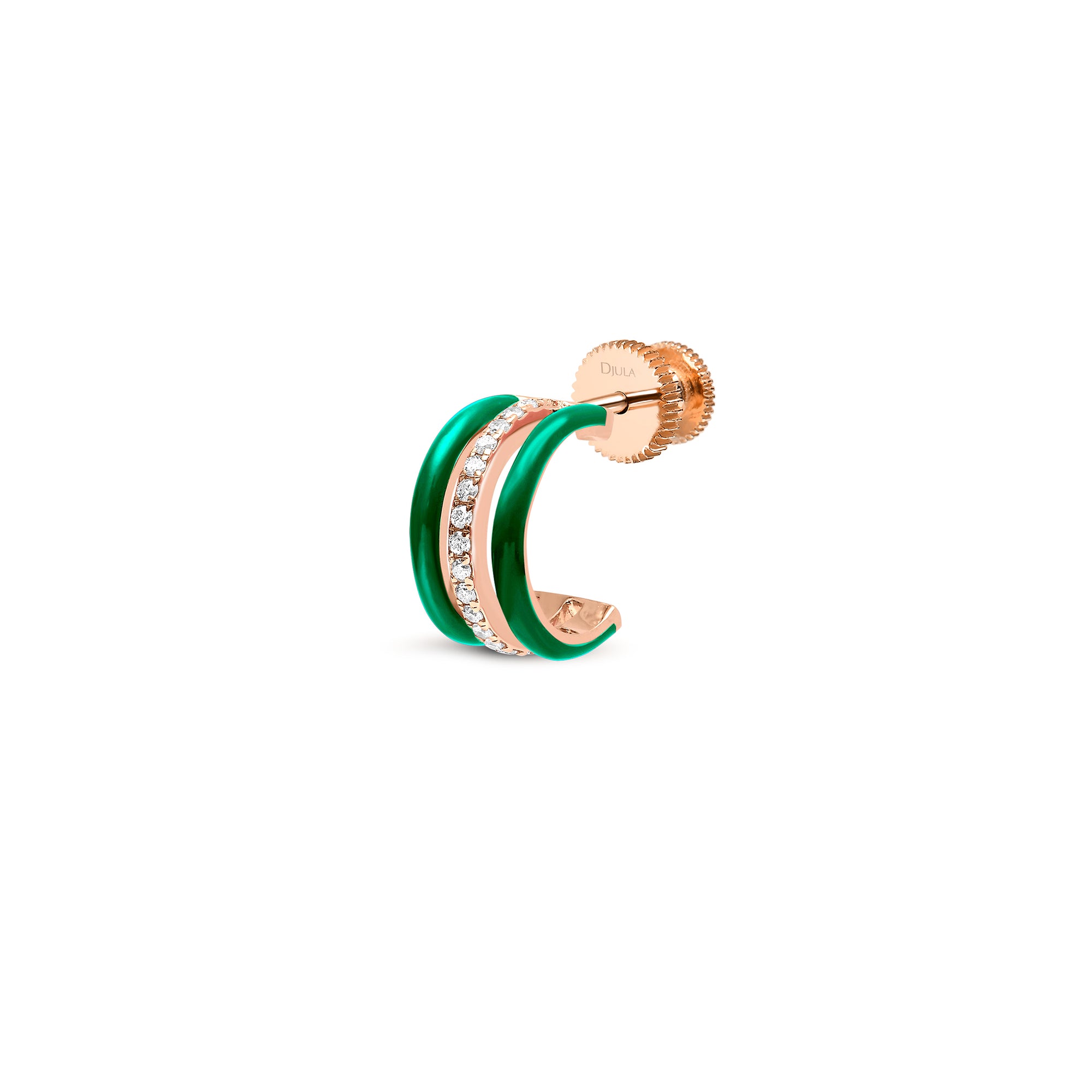 Double C buckle in 14K pink gold set with diamonds - Emerald