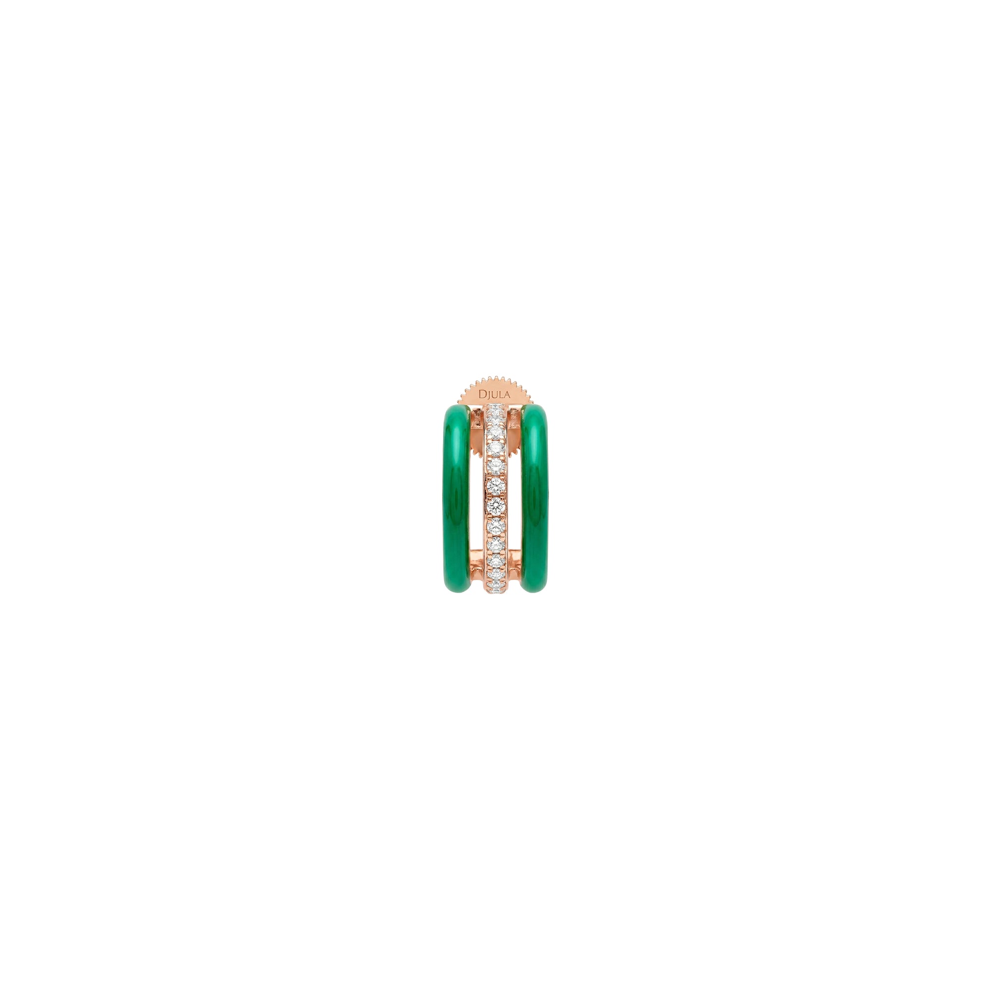 Double C buckle in 14K pink gold set with diamonds - Emerald