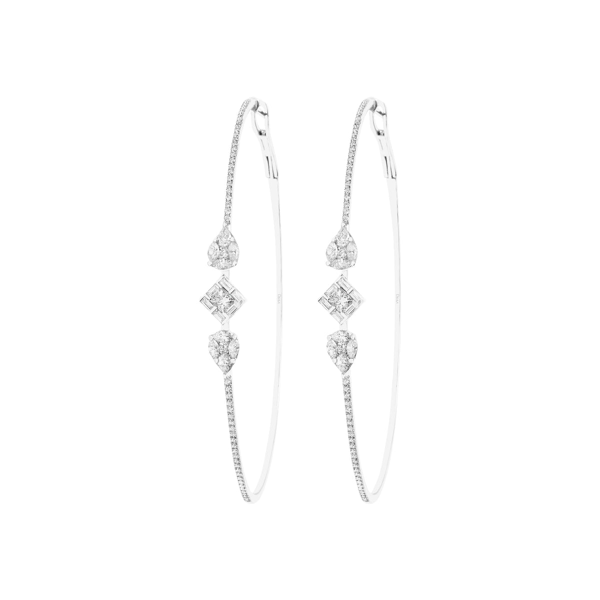 PrixTroca:3135€_VentesTroca:0_QtyTroca:1_ST:0%_Boucles d'oreilles créoles Délicatesse en Or blanc 18K serties de diamants - Blanc