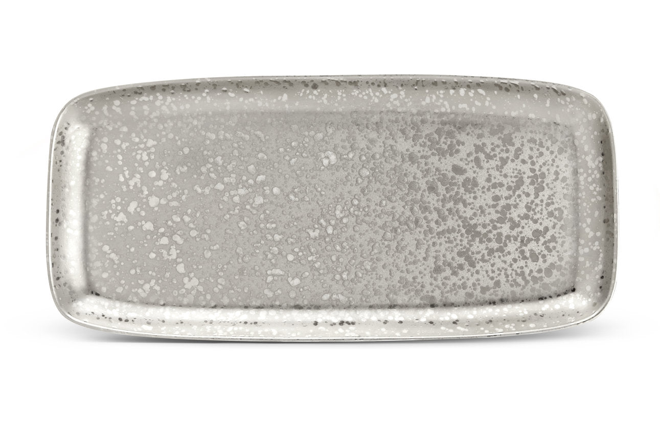 Grand plat rectangulaire Alchimie en porcelaine - Platine