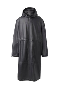Parka longue Alban à capuche en cuir - Black