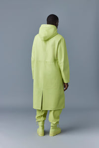 Parka longue Alban à capuche en cuir - Pale Lime