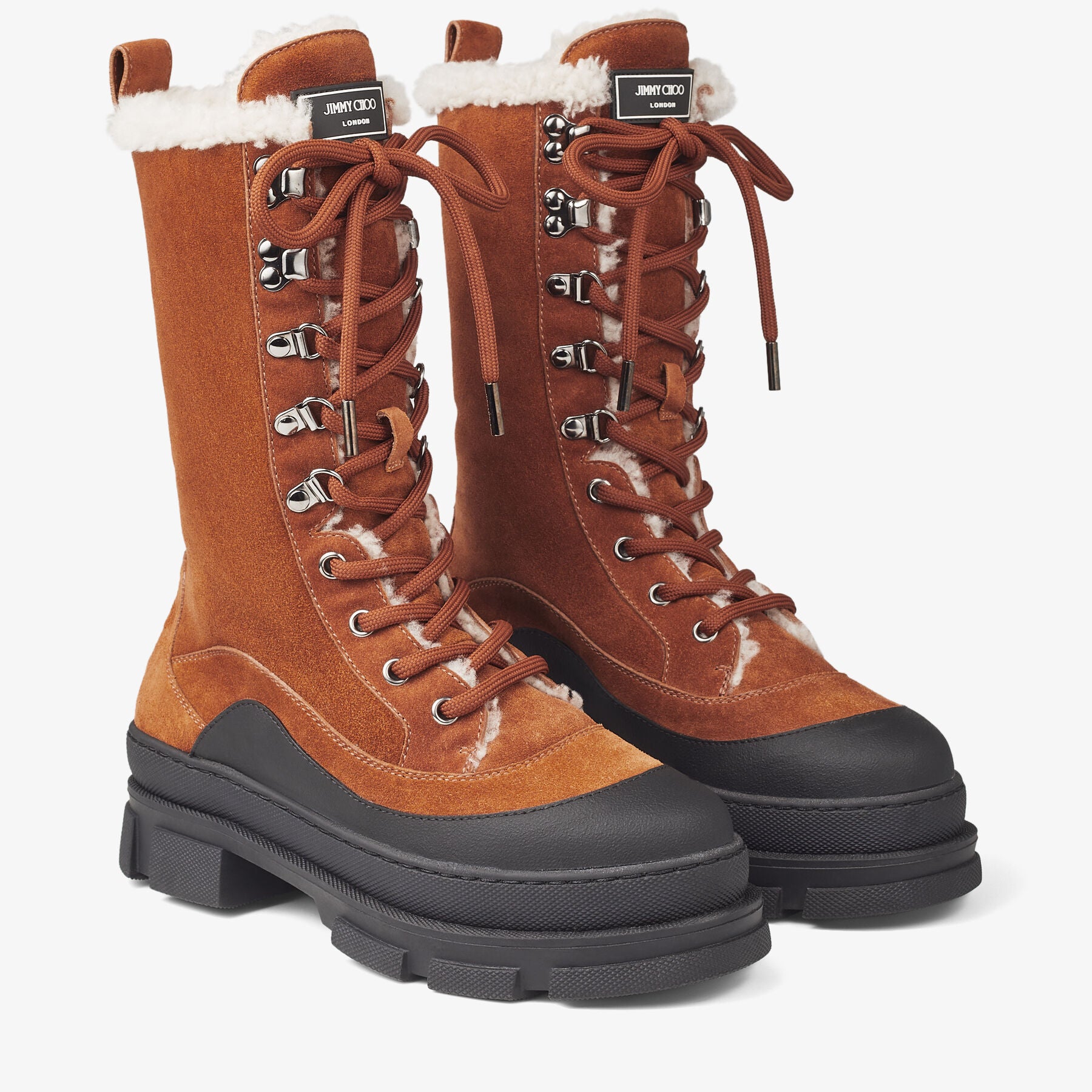 Bottines Aldea en cuir crosta shearling - Tan & Natural