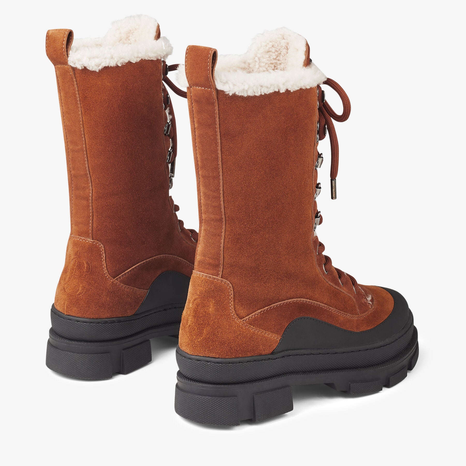 Bottines Aldea en cuir crosta shearling - Tan & Natural