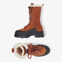 Bottines Aldea en cuir crosta shearling - Tan & Natural