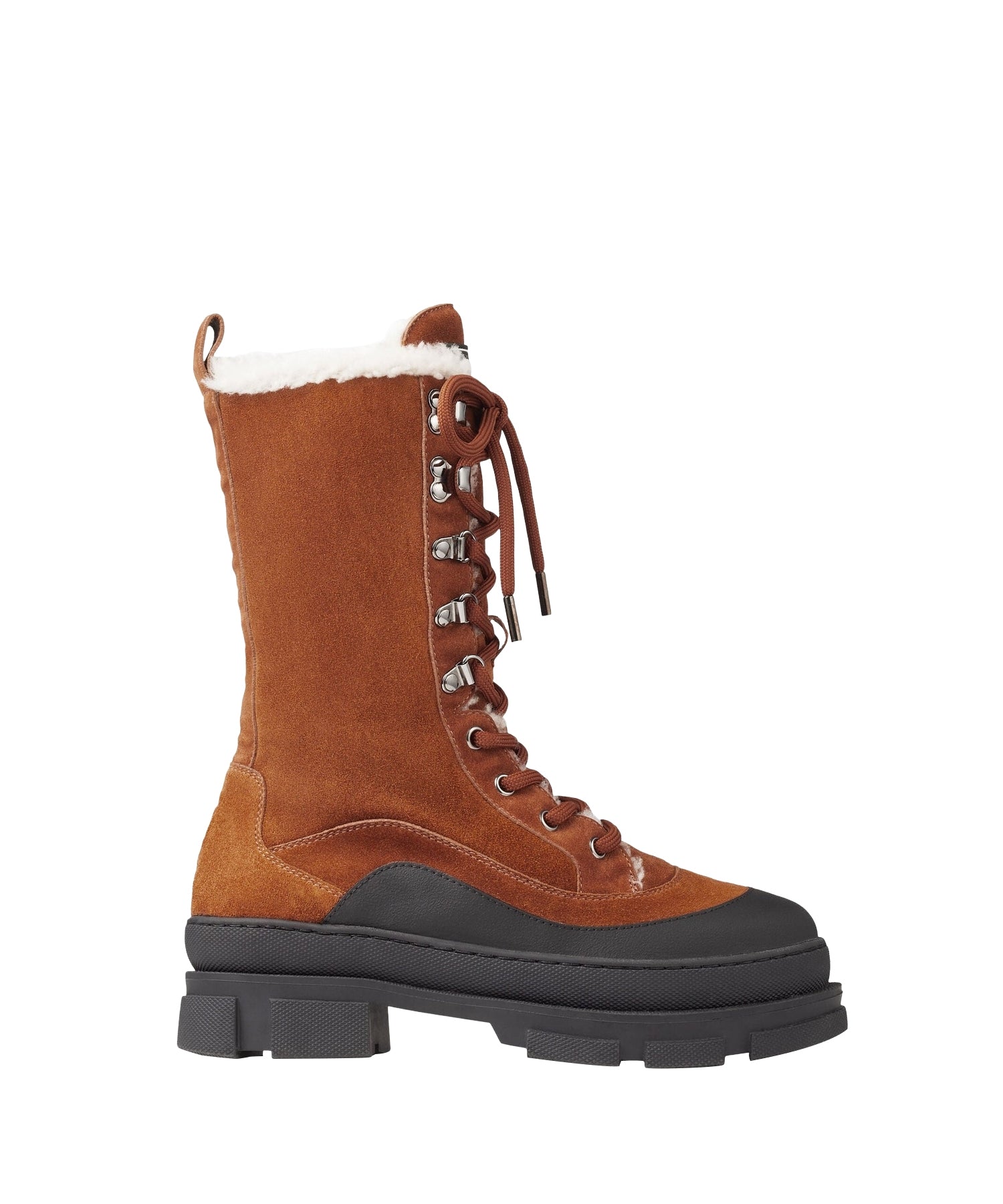 Bottines Aldea en cuir crosta shearling - Tan & Natural