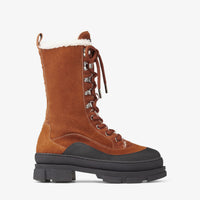 Bottines Aldea en cuir crosta shearling - Tan & Natural