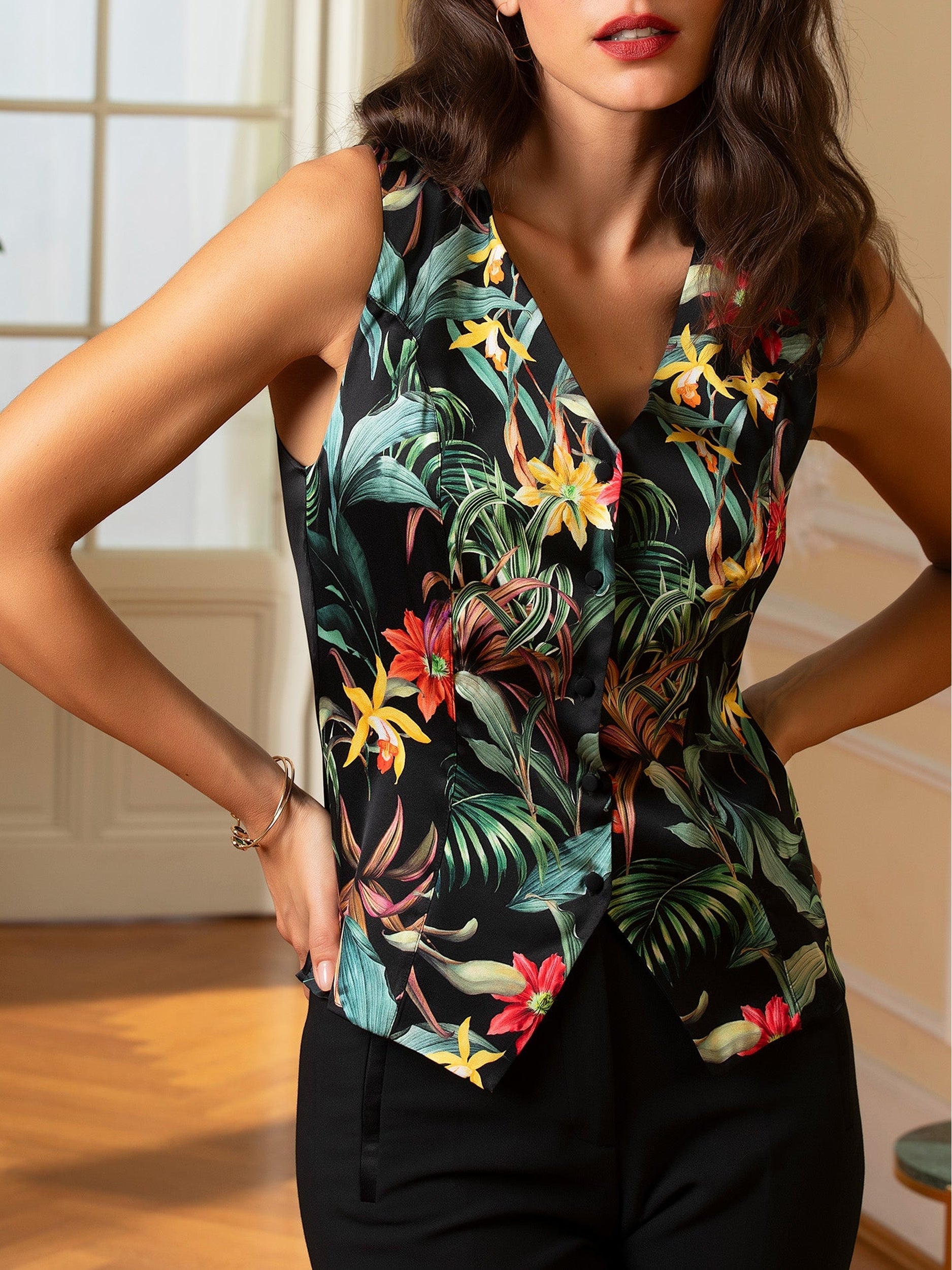 Fleurs Étoile printed silk cardigan - Éclat Étoile