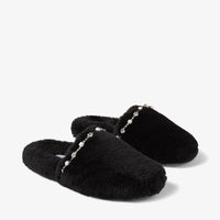 Aliette leather slippers - Black & Crystal Mix