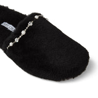 Aliette leather slippers - Black & Crystal Mix