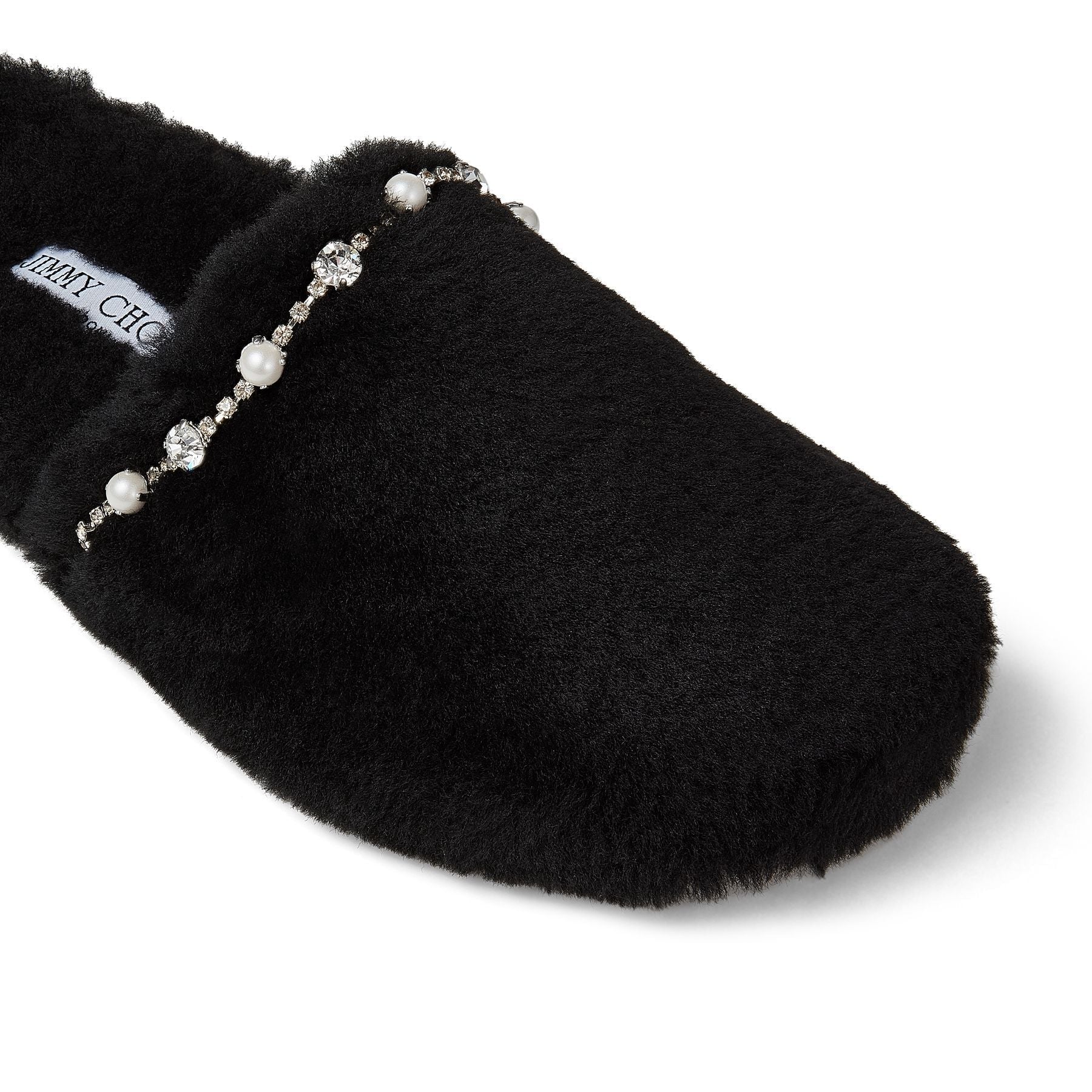 Aliette leather slippers - Black & Crystal Mix