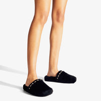 Aliette leather slippers - Black & Crystal Mix