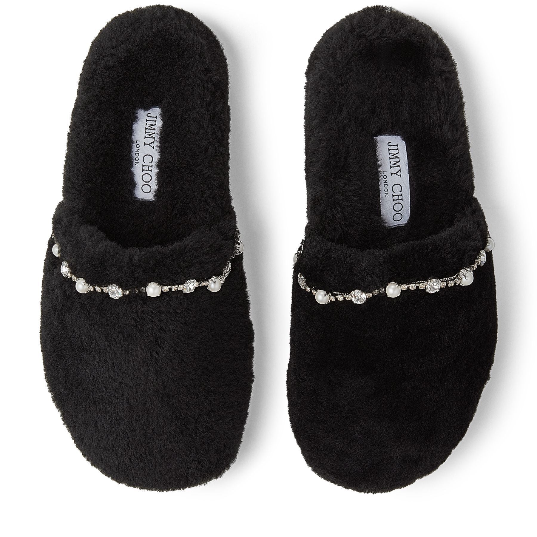 Aliette leather slippers - Black & Crystal Mix
