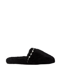 Aliette leather slippers - Black & Crystal Mix