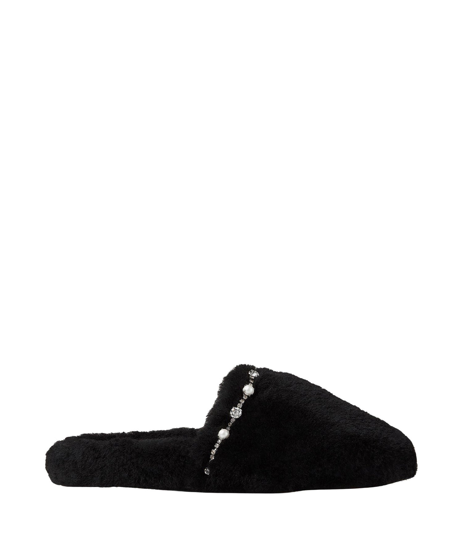 Aliette leather slippers - Black & Crystal Mix
