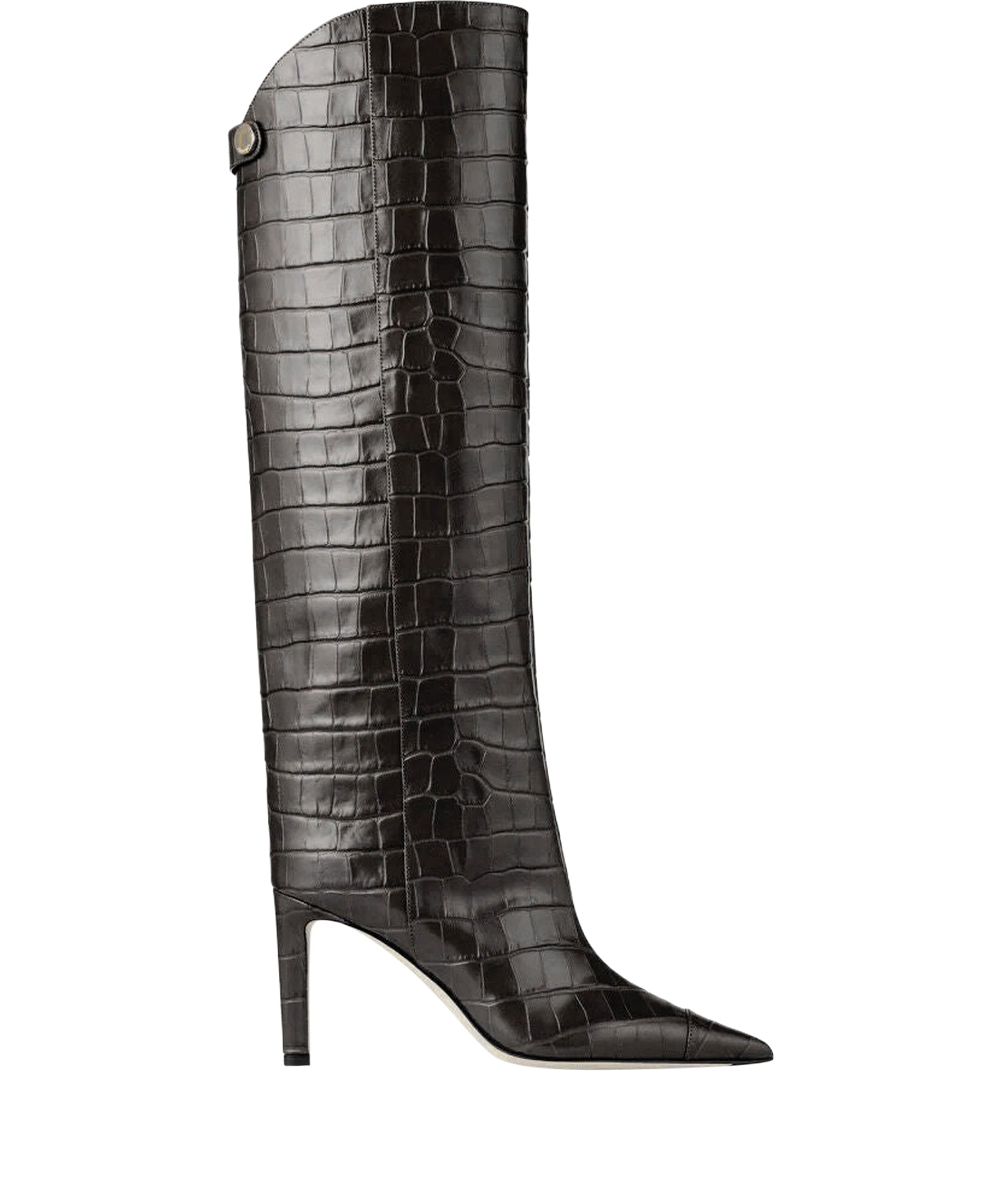 Alizze mid high 85 boots in crocodile print leather - Black