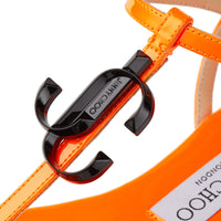 Alodie flat sandals in leather - Neon Orange