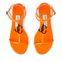 Alodie flat sandals in leather - Neon Orange