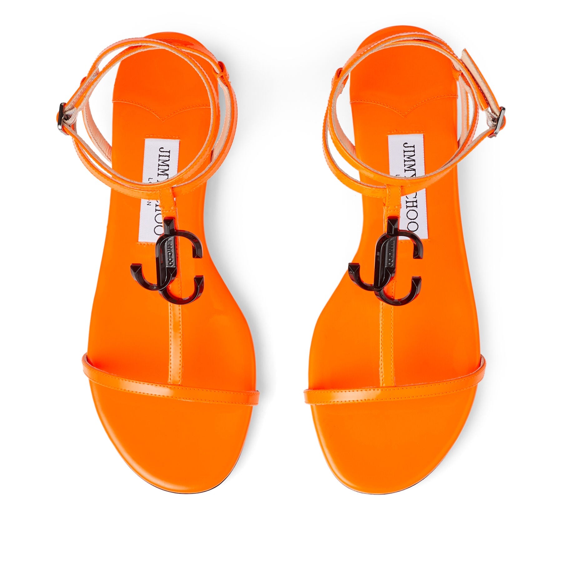 Alodie flat sandals in leather - Neon Orange