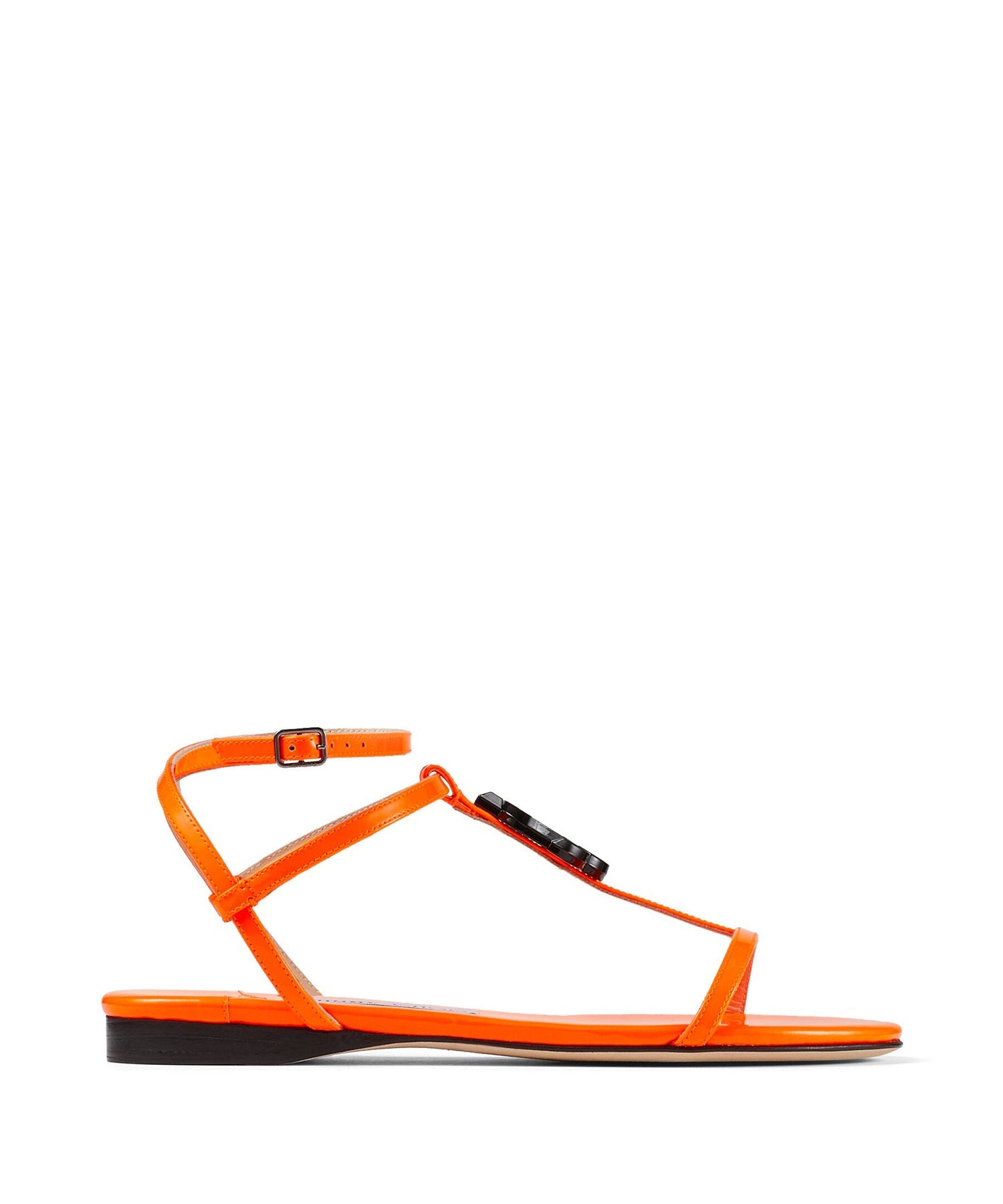 Alodie flat sandals in leather - Neon Orange