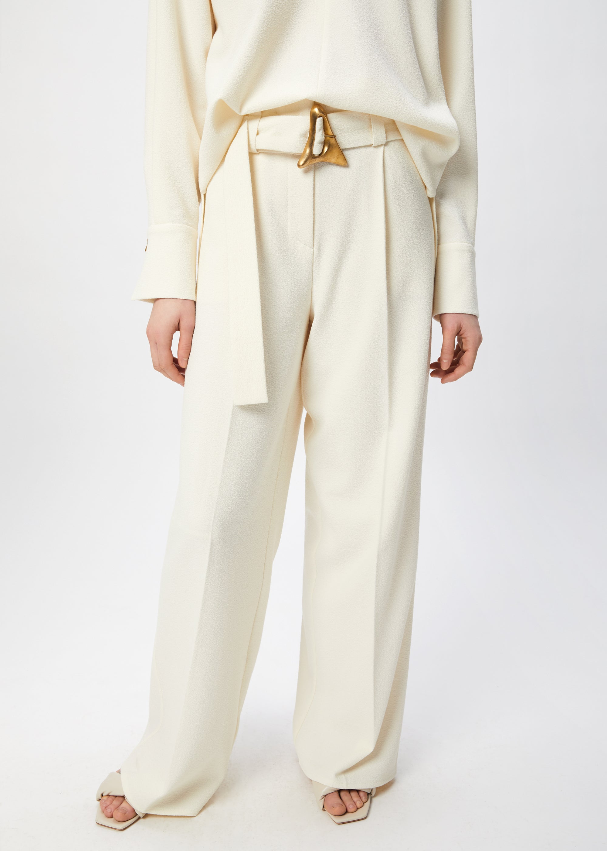 Belted Alondra trousers - Cream