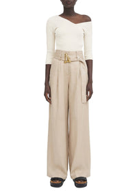 Alondra wide-leg trousers in linen blend - Khaki