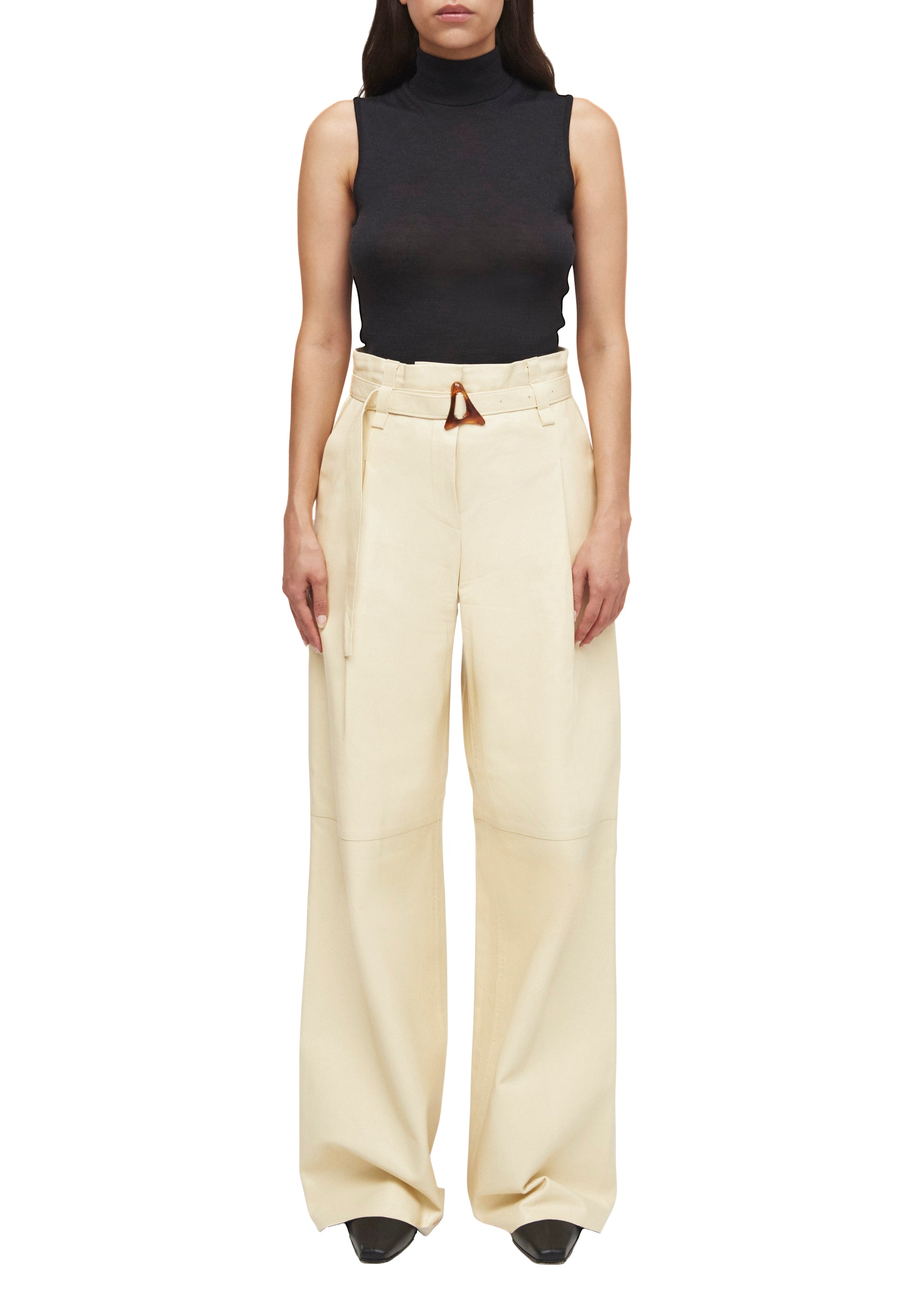 Pantalon Alondra en cuir - Vanilla