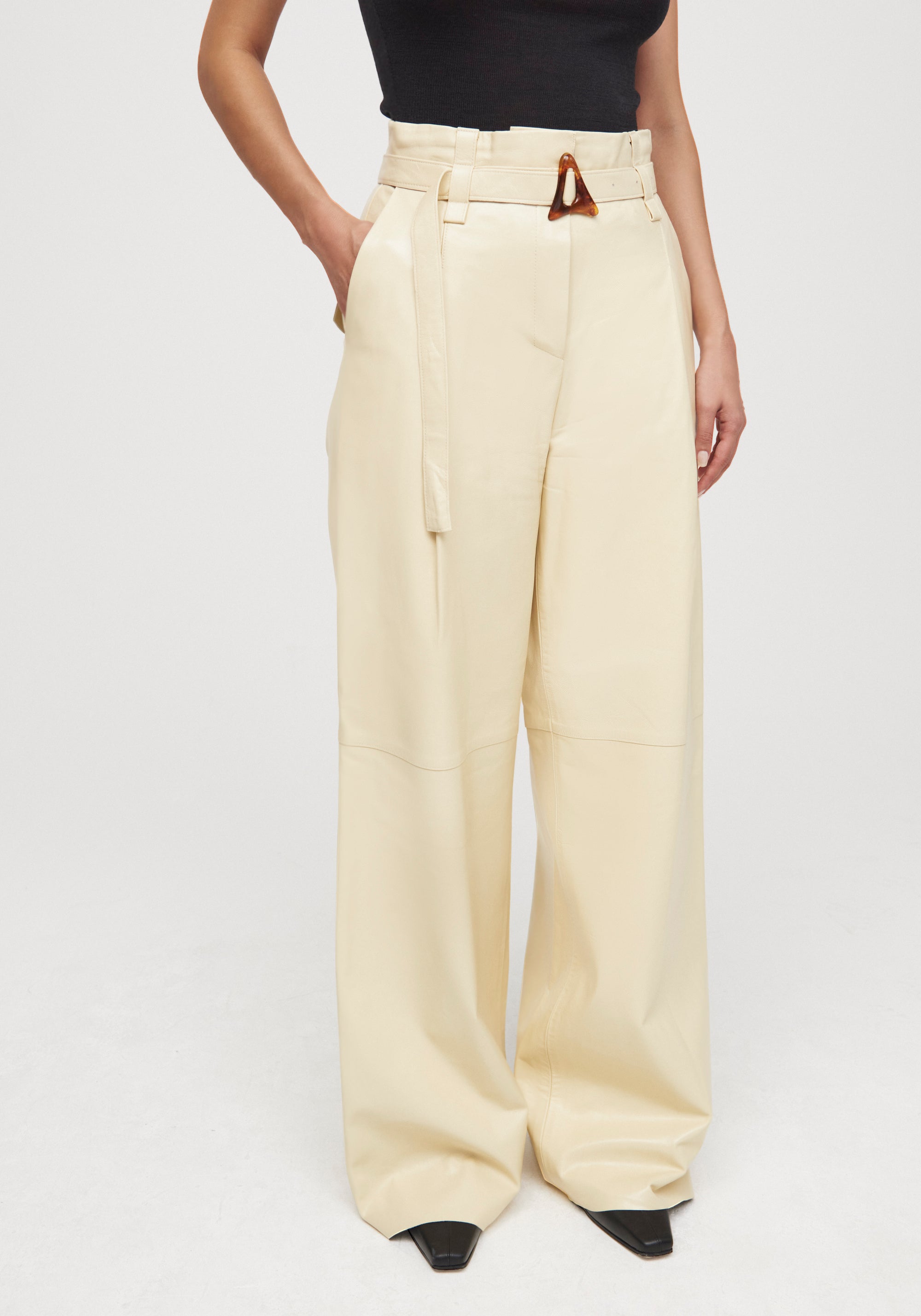 Pantalon Alondra en cuir - Vanilla